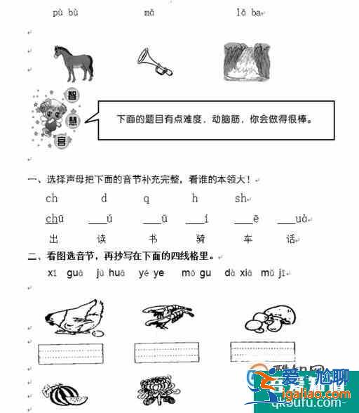 小学一年级语文上册拼音专项练习题共八页？