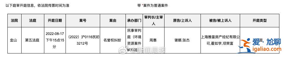 张杰谢娜夫妇与房产经纪名誉权纠纷案将于8月17日开庭