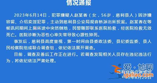 一女子在派出所等候讯问期间死亡 湖南慈利深夜通报？