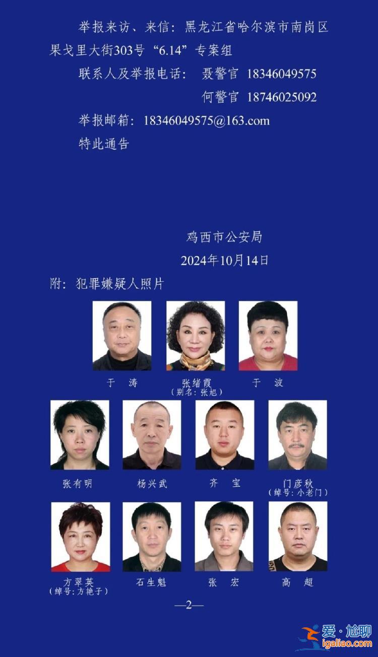 哈尔滨市公安局原副局长于涛涉嫌黑恶犯罪 警方征集线索最高奖励十万？